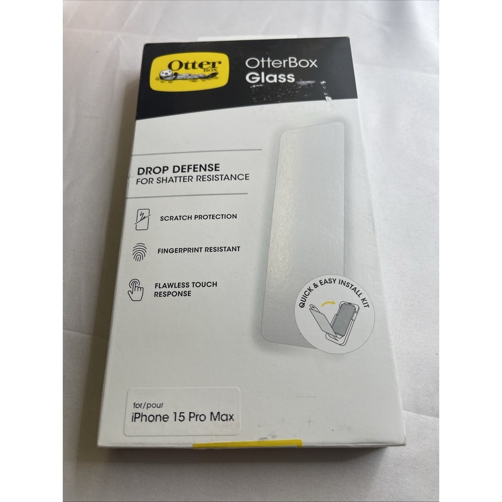 OtterBox Glass Screen Protector iPhone 15 Pro Max Tempered 9H Drop Defense Clear